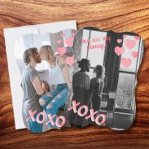 Romantic Roze Harten XOXO 2 Foto Valentijnse kaart