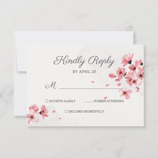 Romantic Roze kerry blossom florale chic RSVP Kaartje (Voorkant)