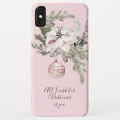 Romantic Roze Kerstmis Floral iPhone XS Max Hoesje (Achterkant)