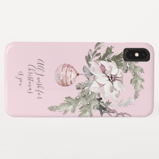 Romantic Roze Kerstmis Floral iPhone XS Max Hoesje (Achterkant (horizontaal))