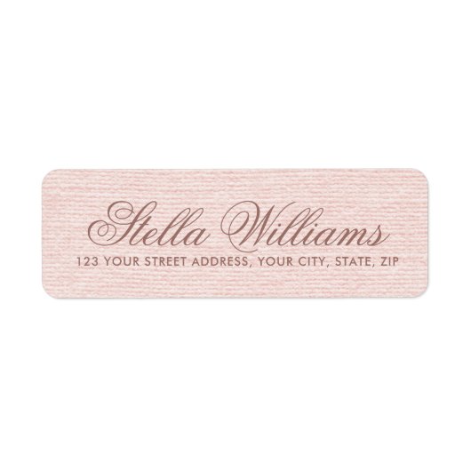 Romantic roze linnen calligrafie scriptadres etiket (Voorkant)