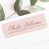 Romantic roze linnen calligrafie scriptadres etiket
