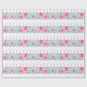 Romantic  Roze & Mint Floral Rozen Patroon Cadeaupapier (Vlak)