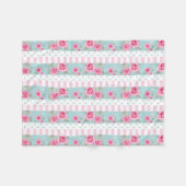 Romantic  Roze & Mint Floral Rozen Patroon Fleece Deken (Voorkant (Horizontaal))