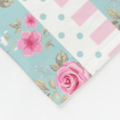 Romantic  Roze & Mint Floral Rozen Patroon Fleece Deken (Hoek)