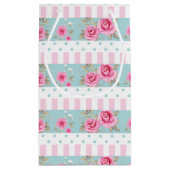 Romantic  Roze & Mint Floral Rozen Patroon Klein Cadeauzakje (Achterkant)