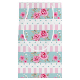 Romantic  Roze & Mint Floral Rozen Patroon Klein Cadeauzakje