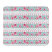 Romantic Roze & Mint Floral Rozen Patroon Snijplank (Voorkant)