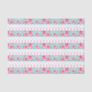 Romantic  Roze & Mint Floral Rozen Patroon Tissuepapier