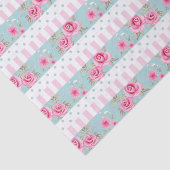 Romantic  Roze & Mint Floral Rozen Patroon Tissuepapier (Detail)
