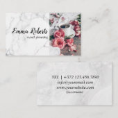 Romantic Roze oude Roos Rustic Business Card Visitekaartje (Voorkant / Achterkant)