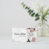 Romantic Roze oude Roos Rustic Business Card Visitekaartje (Staand voorkant)