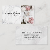 Romantic Roze oude Roos Rustic Business Card Visitekaartje (Voorkant / Achterkant)