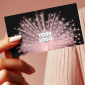 Romantic  roze pacock op zwarte aangepaste Logo Visitekaartje