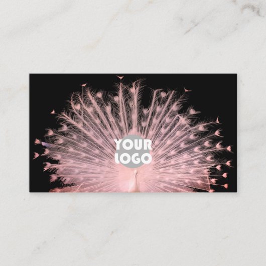 Romantic  roze pacock op zwarte aangepaste Logo Visitekaartje (Voorkant)