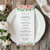 Romantic Roze & Purple Flowers Weddenemenu Menu