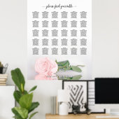 Romantic Roze Roos 30 Tafel Verzamelzeeschema Poster (Thuiskantoor)