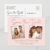 Romantic Roze Rose Gold 2 Foto bewaart datum Briefkaart (Voorkant / Achterkant)