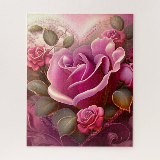 Romantic Roze Rose Jigzaag Puzzle Legpuzzel (Verticaal)