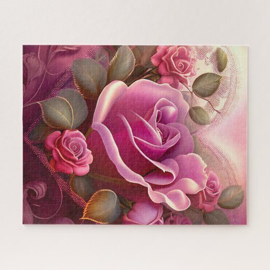 Romantic Roze Rose Jigzaag Puzzle Legpuzzel (Horizontaal)