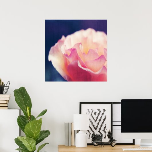 Romantic Roze Rose op Canvas Macro Abstract Poster (Thuiskantoor)