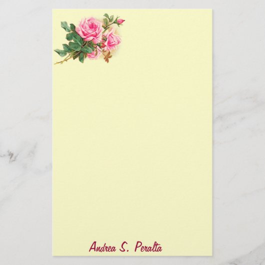 Romantic Roze Roses gepersonaliseerd Briefpapier (Voorkant)
