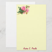Romantic Roze Roses gepersonaliseerd Briefpapier (Voorkant / Achterkant)