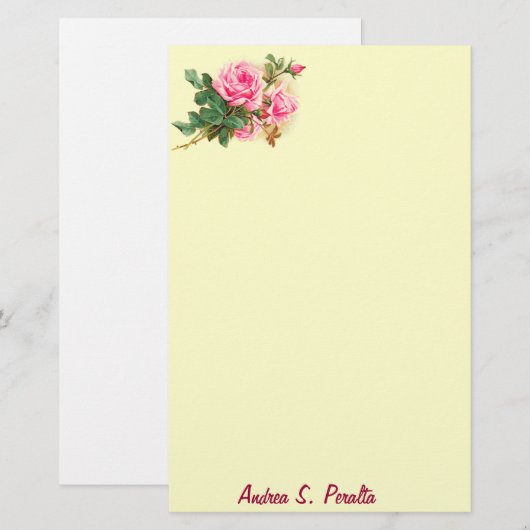 Romantic Roze Roses gepersonaliseerd Briefpapier (Voorkant / Achterkant)