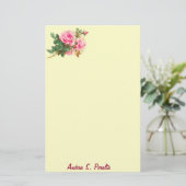 Romantic Roze Roses gepersonaliseerd Briefpapier (Staand voorkant)