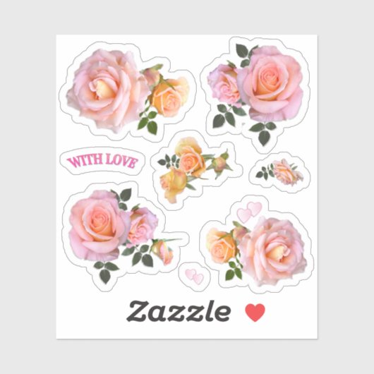 Romantic Roze Roses Sticker (Vel)