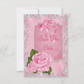 Romantic roze rozen en bogen 50e sparen de Datum Save The Date (Voorkant)