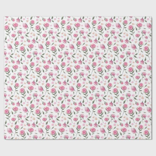 Romantic roze rozen Feminine  patroonomhulsel Cadeaupapier (Vlak)