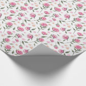 Romantic roze rozen Feminine  patroonomhulsel Cadeaupapier (Hoek)