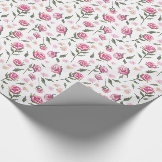 Romantic roze rozen Feminine  patroonomhulsel Cadeaupapier (Hoek)