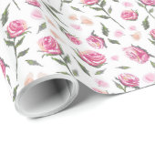 Romantic roze rozen Feminine  patroonomhulsel Cadeaupapier (Rol Hoek)