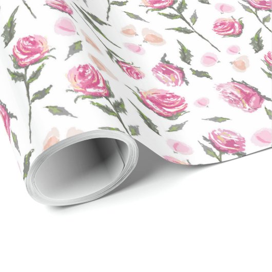 Romantic roze rozen Feminine patroonomhulsel Cadeaupapier (Rol Hoek)