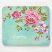 Romantic roze rozen, personaliseer jouw naam muismat (Voorkant)