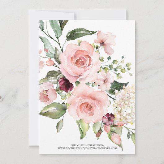 Romantic roze rozen (Style 2) Uitnodiging tot wedd (Achterkant)