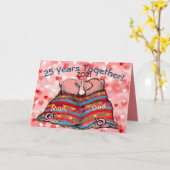 Romantic Roze Varkens Jubileum personaliseren Kaart (Gele Bloem)