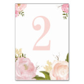 Romantic Roze Waterverf Bloemen Tabel Nummer 2 Kaart (Achterkant)
