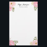 Romantic Roze Waterverf Flowers Aangepast Briefpapier<br><div class="desc">Elegante en romantische bloemetjes met roze pinda's en rozen met baby's adem en foliage accent. Personaliseer u door uw eigen gegevens toe te voegen.</div>