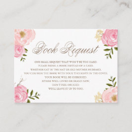 Romantic Roze Waterverf Flowers Book Request Kaart