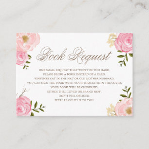 Romantic Roze Waterverf Flowers Book Request Kaart