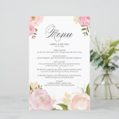 Romantic Roze Waterverf Flowers Weddenemenkaart (Staand voorkant)