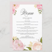 Romantic Roze Waterverf Flowers Weddenemenkaart (Voorkant / Achterkant)