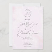 Romantic Roze Waterverf Grijze Tortelduifjes Monog Kaart (Voorkant)