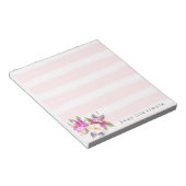 Romantic Roze Waterverf Stripes Floral Notitieblok (Schuin)