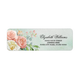 Romantic Rozen Waterverf Wedding Return Address Etiket