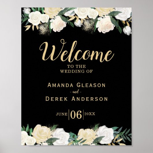 Romantic Rozen Wedding Theme Welkomstteken 8x10 Poster (Voorkant)