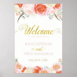 Romantic Rozen Wedding Welcome Sign (13x19) Poster